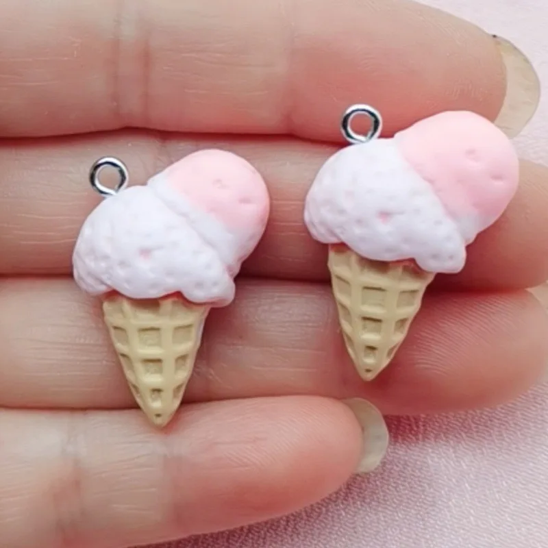 10pcs resin colored small fresh ice cream sweet earrings earrings keychains car pendants DIY accessories view 3