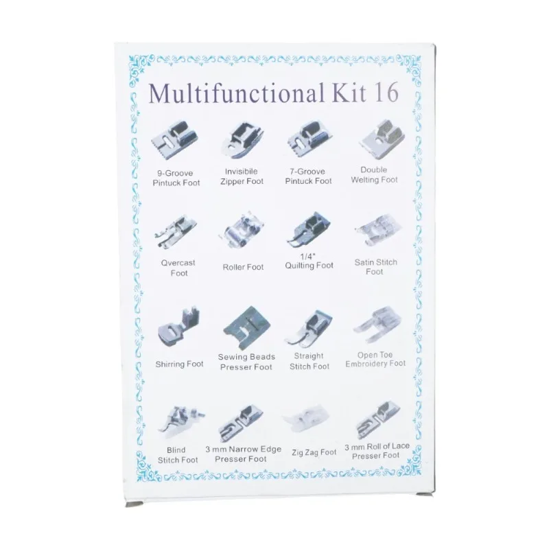 16pcs Universal Sewing Machine Presser Feet Kit with Snap-On Adapter and Storage Case view 3