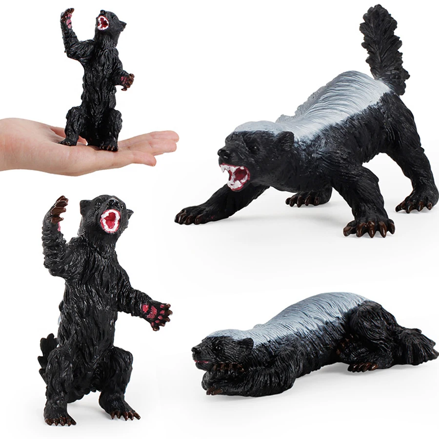 Realistic Honey Badger Model Simulation Wild Animals Figurines Mellivora Capensis Action Figure Educational Toy Kids  Gifts
