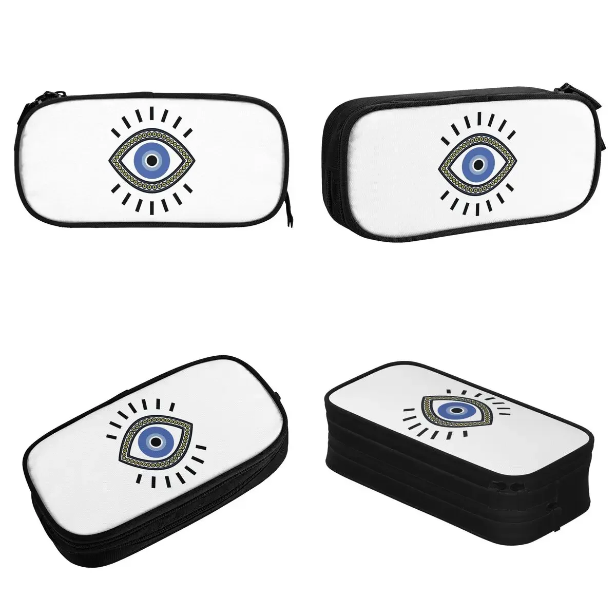 Evil Eye Protection Symbol Pencil Cases Pen Holder Bag Girls Boys Large Storage School Supplies Zipper Pencilcases