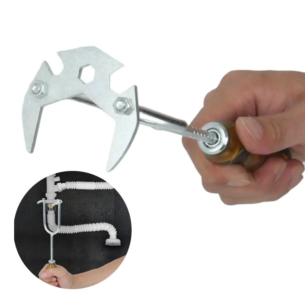 

360 ° Набор универсальных ключей для вращения сливных труб в ванной, 7 сменных насадок для установки и демонтажа - Комплект сантехнических инструментов