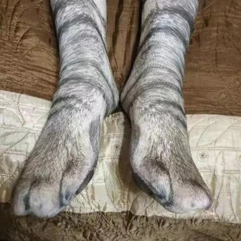 Calcetines con estampado de pata de gato y gatito en 3D, medias divertidas de animales, perro, caballo, pata de Tigre, Cosplay, fiesta de Navidad y Halloween, 10 pares