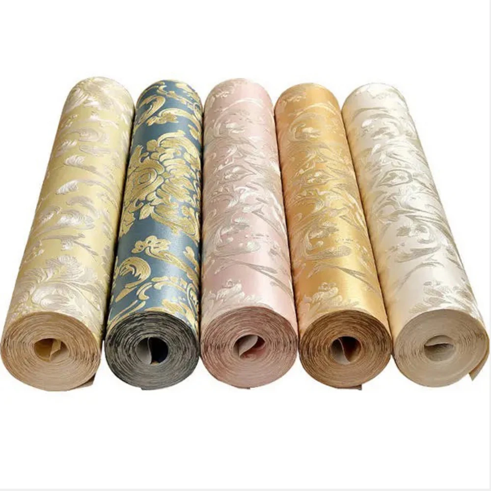 Self Adhesive European Floral Wall Paper Roll Non Woven Wallpaper Wallcovering Wall Stickers Home Decoration Eco-friendly