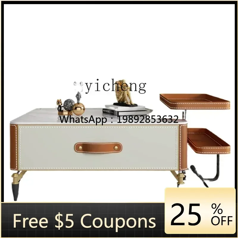 

ACC Light Luxury High-End Sale Square Coffee Table Modern Minimalist Living Room Stone Plate Side Table Combination Table