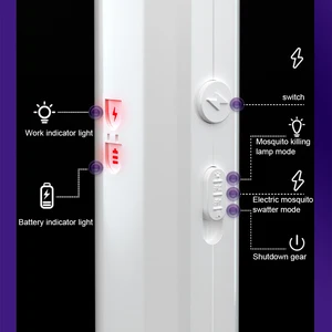 Pemukul Lalat Elektrik Genggam Raket Zapper Serangga 3000V Pemukul Lalat 2 In 1 dengan Lampu Pembunuh Nyamuk Isi Ulang USB Pengendalian Hama 12 bugzapper penjualan terbaik - №
