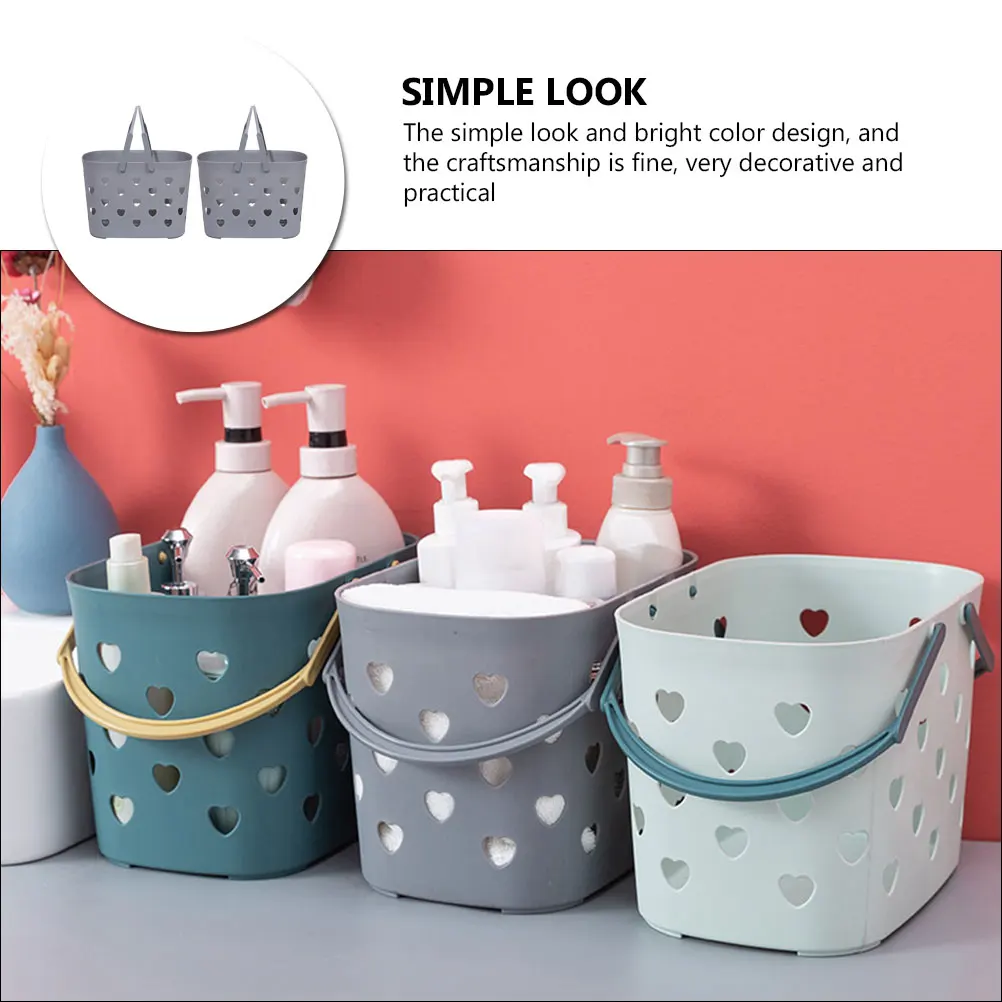 

2 Pcs Bathroom Storage Basket Plastic H held Small Baskets Toiletries Washing Sturdy Household Vegetable Fruit