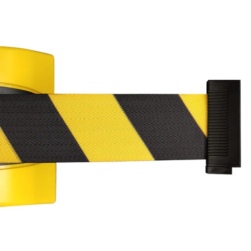 5M Fixed Wall Mount Retractable Belt Barrier ABS Case 16.3 Feet Striped Caution Belt for Separated Region Crowd Control Barrier