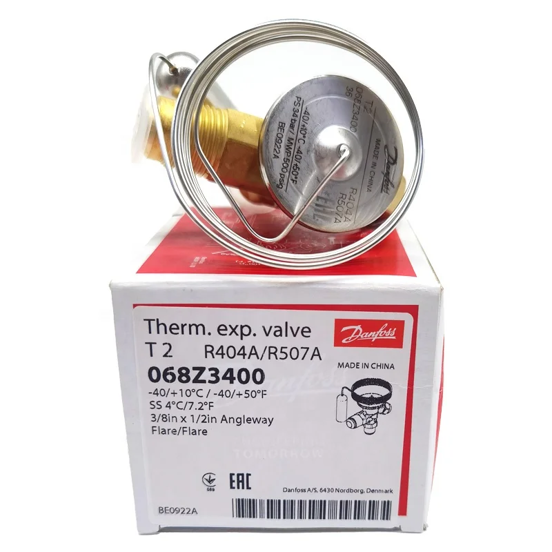 T2 068Z3400 Valve R404A/R507A Internal Equalization Refrigeration Parts Brass Thermal Expansion Valve