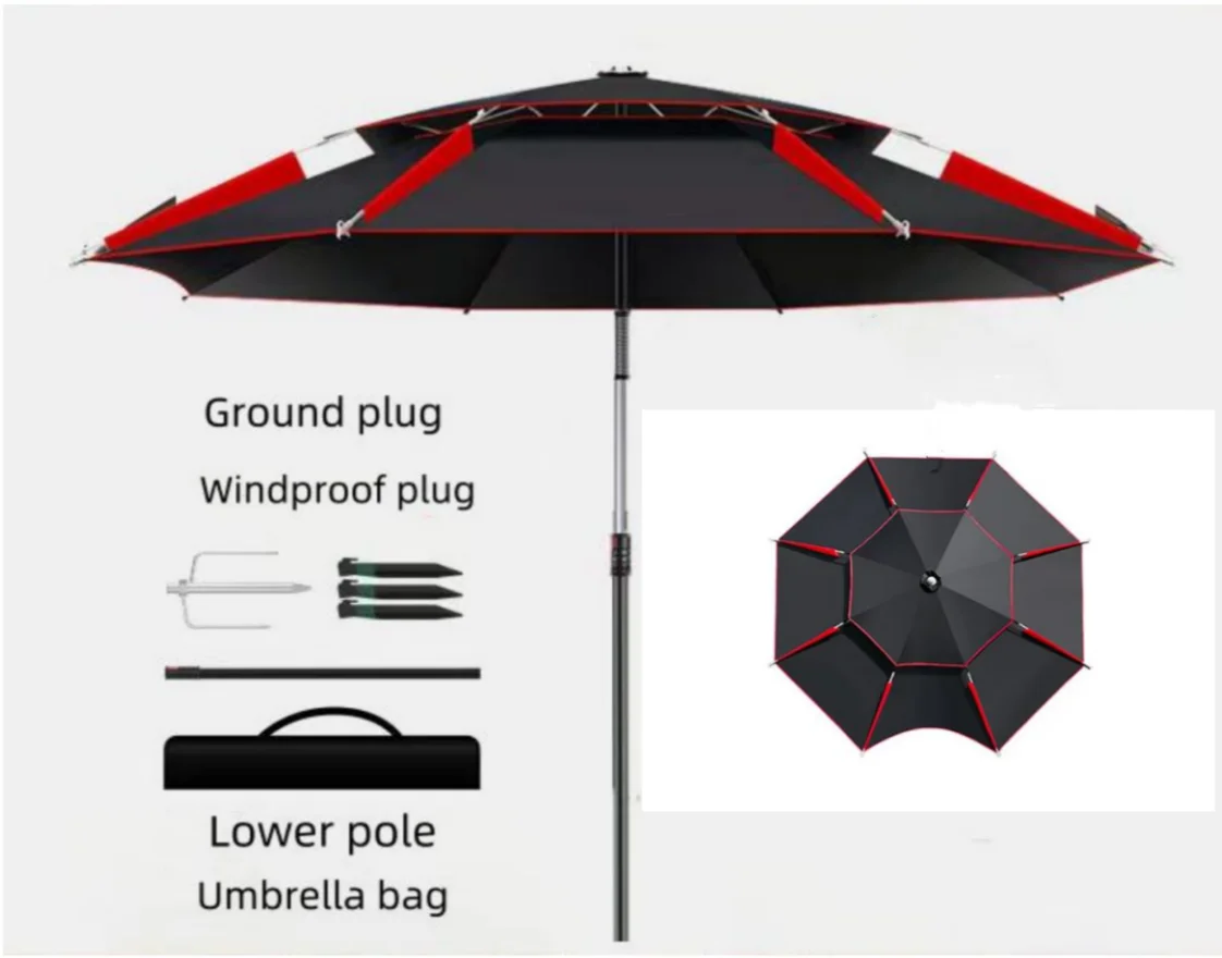 1,8-2 m 360° Parasol plażowy Outdoor Camping i wędkarski Składany parasol przeciwsłoneczny i przeciwsłoneczny Wodoodporny i osłona przeciwsłoneczna