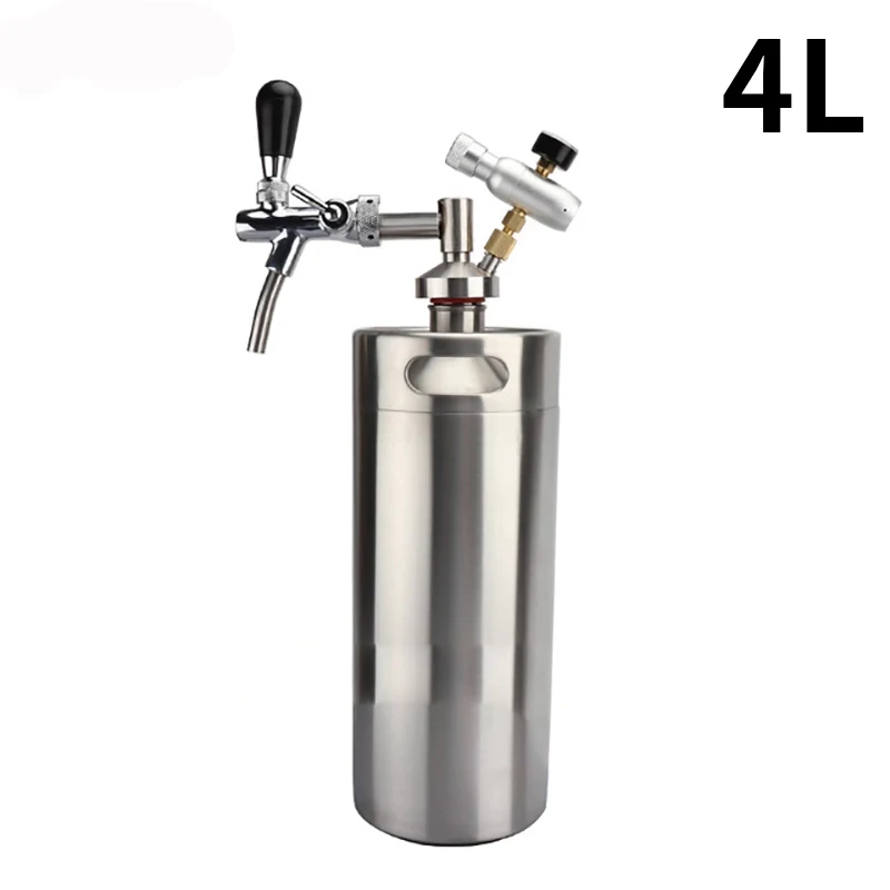 Mini Keg Growler Kit (2-4L Beer Keg & Adjustable Beer Faucet & 60psi Co2 Charger & Beer Keg Spear),Beer Disoenser For Home Brewi