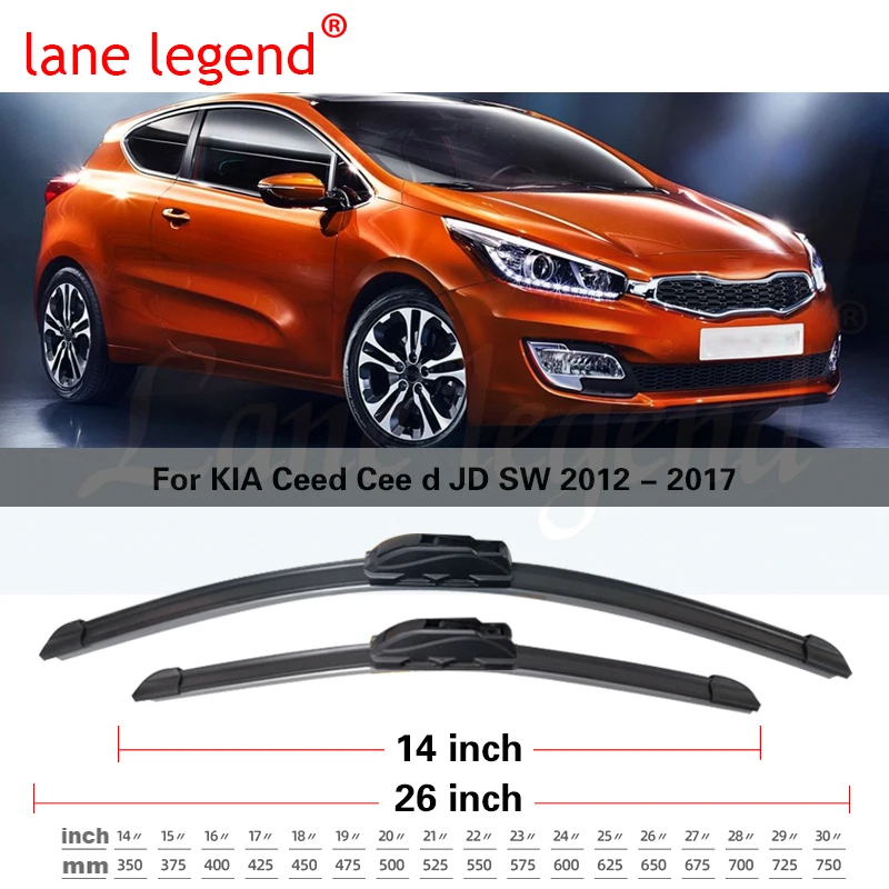 Escobillas de limpiaparabrisas delanteras y traseras para Kia Ceed Cee d JD SW 2012-2017, accesorios de parabrisas, cubierta de silicona para ventana