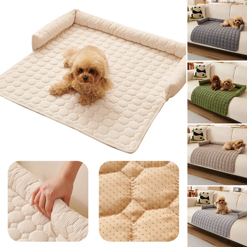 

Thick Pet Sofa Bed for Cats Dogs Non-Slip Dual Use Nest with Neck Support Machine Washable Couch Pad for Mini Medium Large Pets