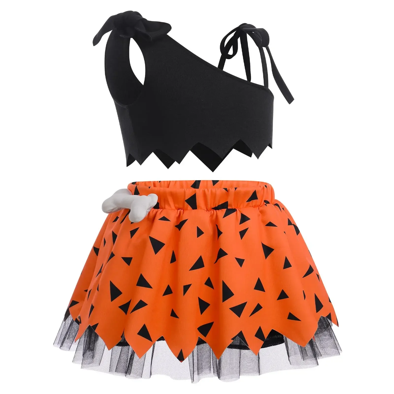Halloween-Höhlenmensch-Kostüm für Babys, Mädchen und Jungen, schulterfreie Kleidung mit Hundeknochen, historisches Steinzeit-Partykostüm für Kinder, Halloween-Kostüm – Detail 3