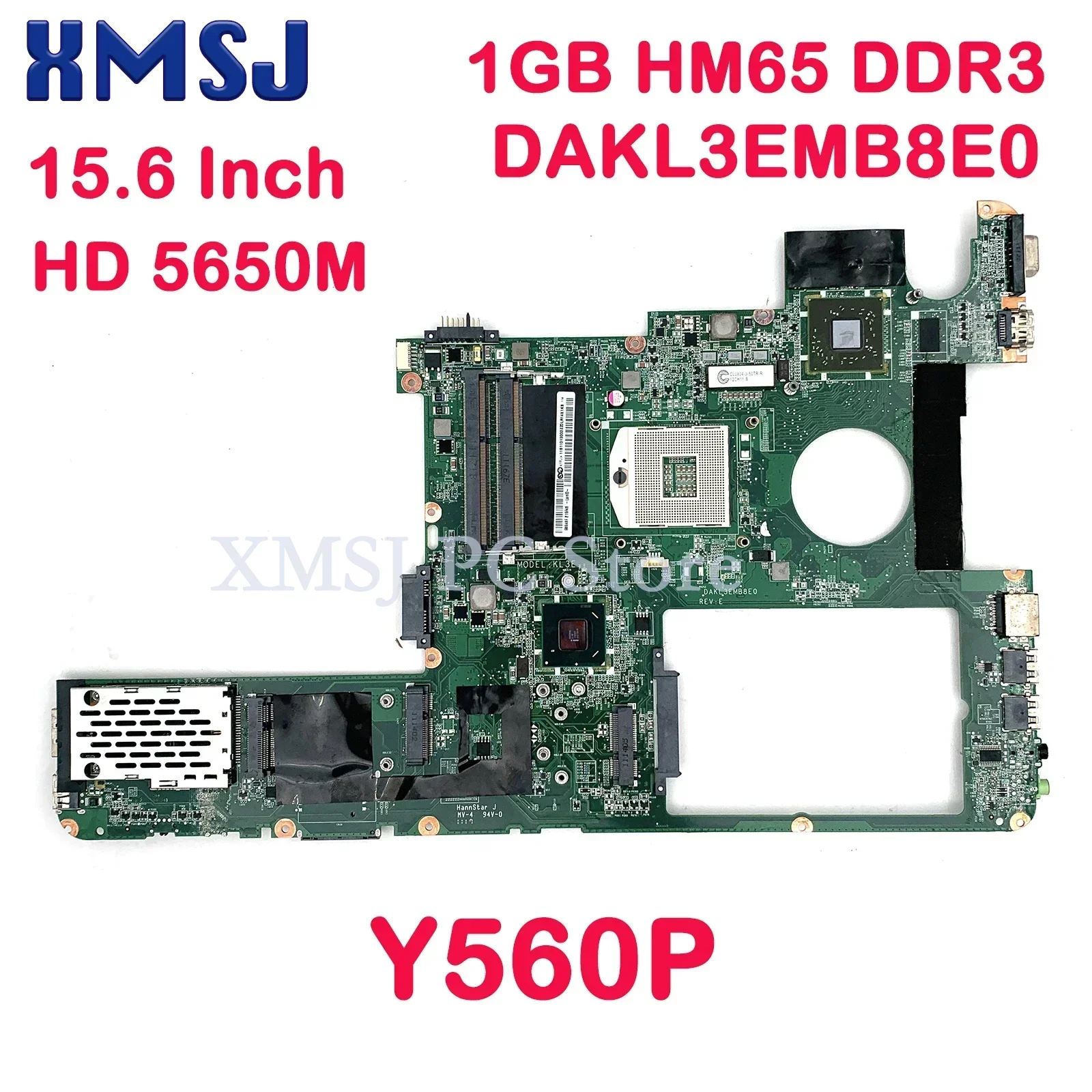 

XMSJ For Lenovo Ideapad Y560P 15.6 Inch Laptop Motherboard DAKL3EMB8E0 HD 5650M Graphics 1GB HM65 DDR3 Fully Tested