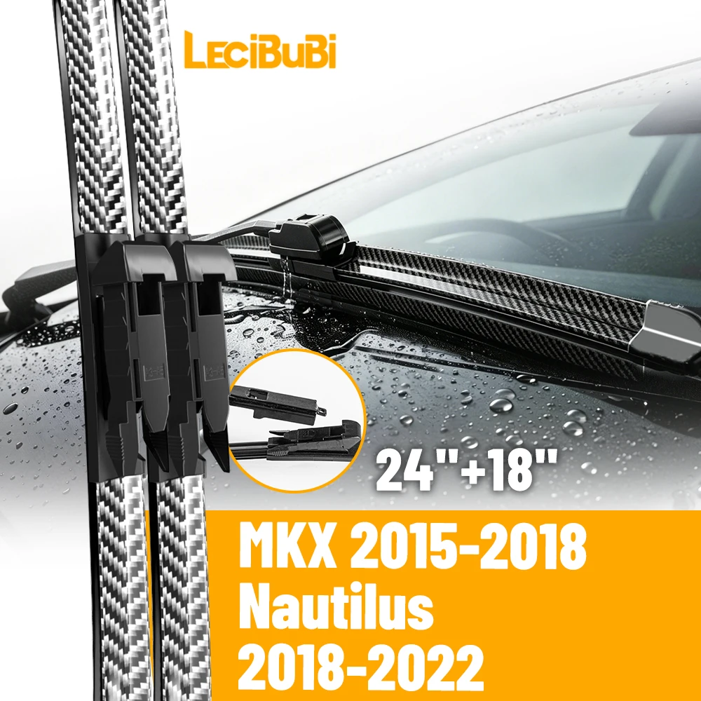 2x Escobillas limpiaparabrisas delanteras para Lincoln MKX 2015-2018 Nautilus 2018-2022, cepillos de goma, accesorios para coche, 24 "+18"