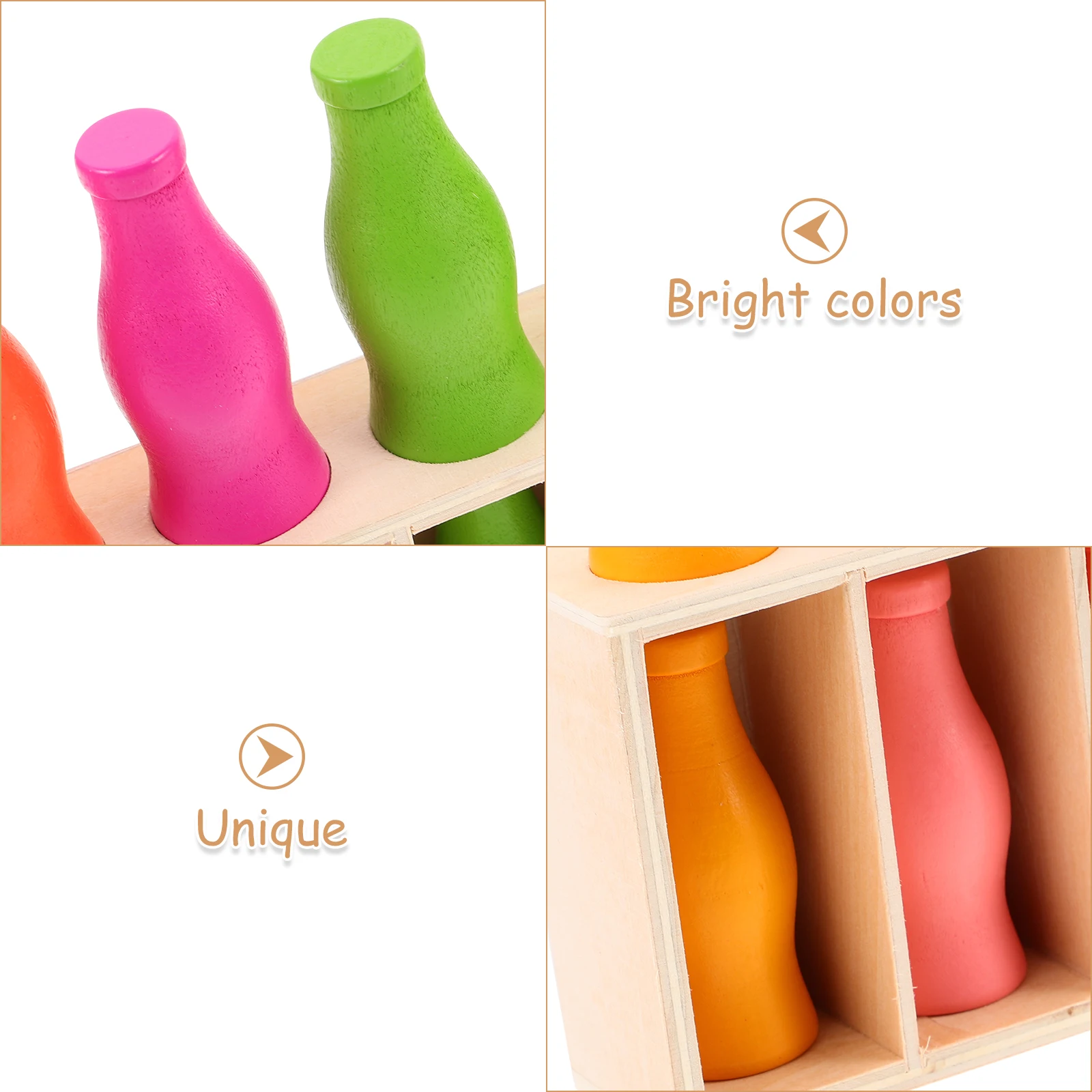 1 conjunto 1 conjunto de madeira correspondência cor classificação para crianças pré-escolar aprendizagem montessori jogo família bebida garrafa design