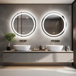 LUVODI Round Smart Mirror for Bathroom Waterproof Touch Screen Shower Vanity Mirror with Illumination for Wash Basin