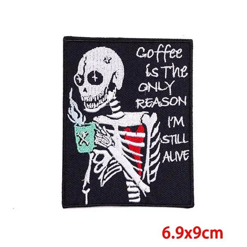 Embroidered Patch Iron On Patches for Clothing Pocket Skeleton Clothes Stickers Fabric Sewing Thermal Adhesive Applique Fusible