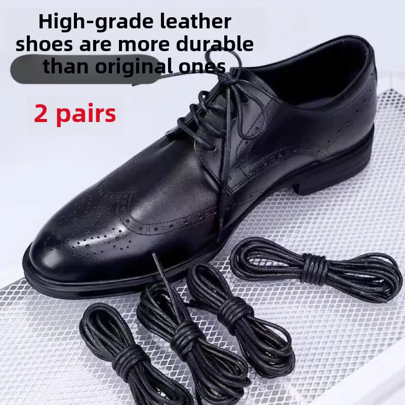 

Leather Shoes Waxed Shoelaces Round Men and Women Shoes British Business Casual,Long Boots Black Fine Shoelace