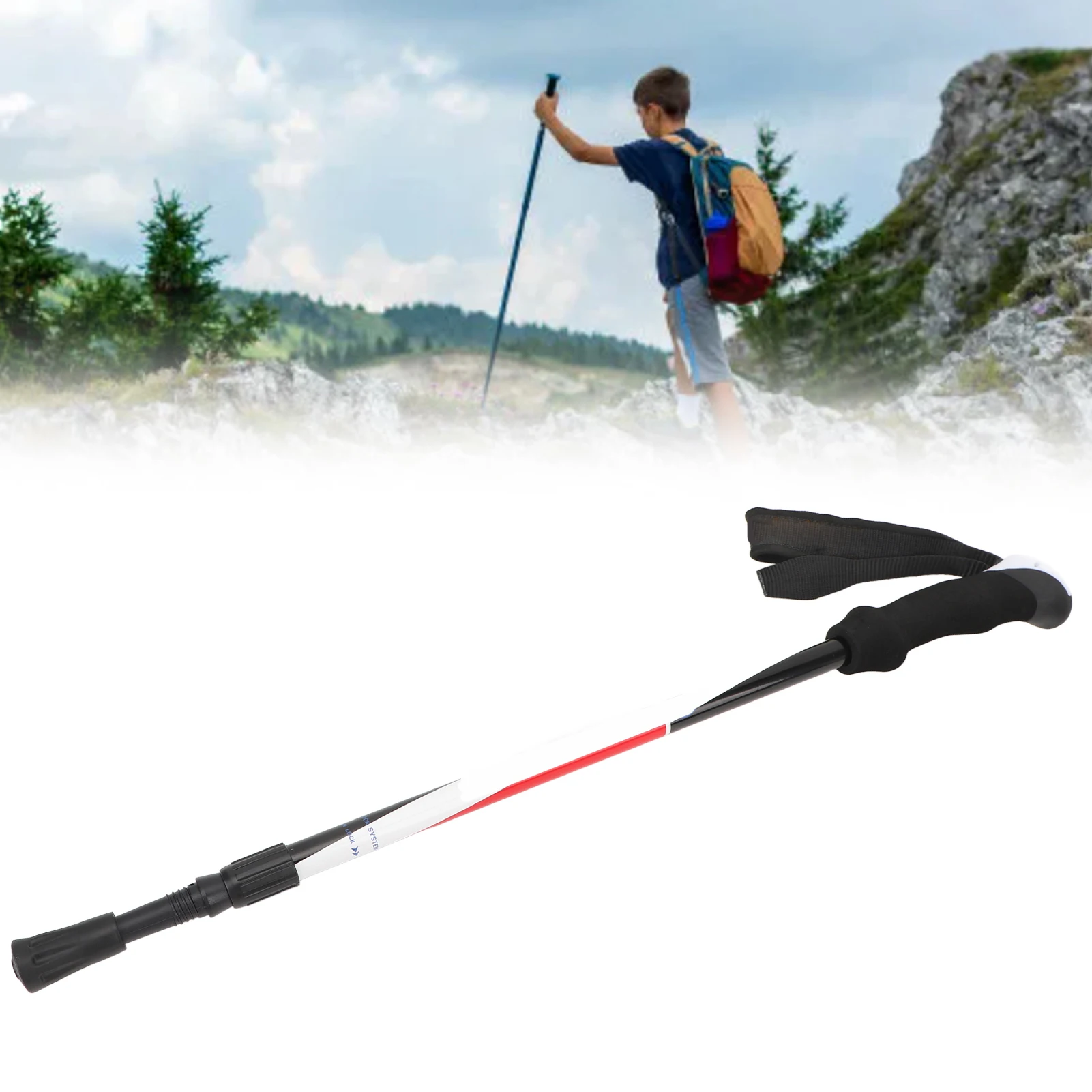 Kids Walking Stick 55 To 90cm Collapsible Lightweight Aluminum Alloy Hiking Pole for Height Below 140cm