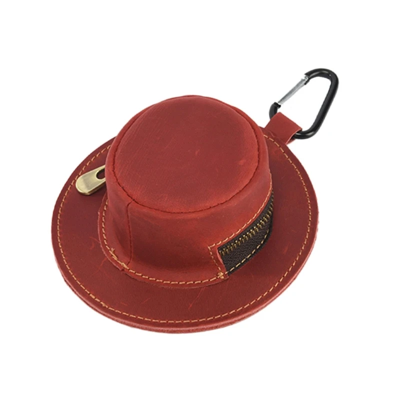 

Portable Zippered Bag Cowboy Hat Shaped Small Coin Purse Keychain for Men Women