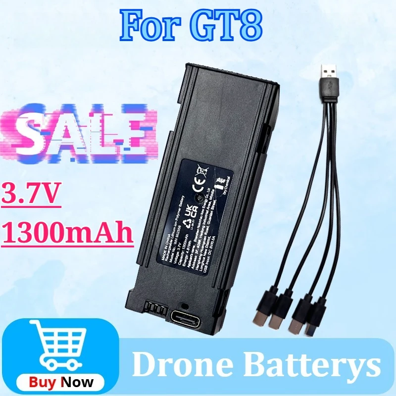 

For GT8 3.7V 1300mAh Lipo Battery Part for RC Drone GT8 Quadcopter Battery Accessory Rechargeable Backup Battery