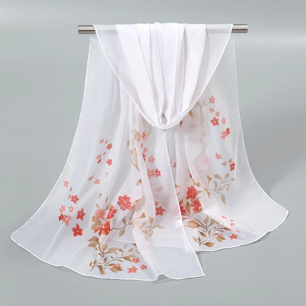 

New Floral Printing Chiffon Scarf Thin Long Shawl Silk Soft Female Wrap Shawls