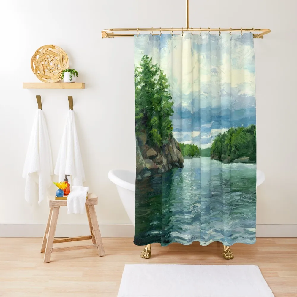 

Northern Lake Shower Curtain Bathroom Box Waterproof Shower And Anti-Mold Transparent Bathroom Shower Curtain