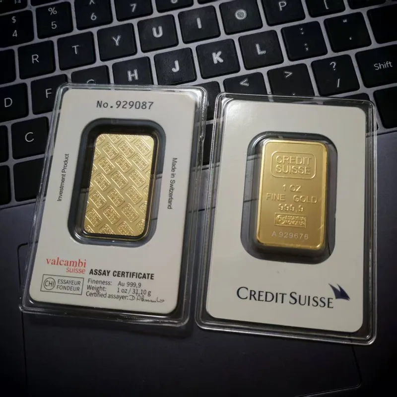 

1~20pcs Credit Suisse Gold Bar Gold Bullion Bars One Ounce Brass Bullion with Serial Numbers Coins Collection