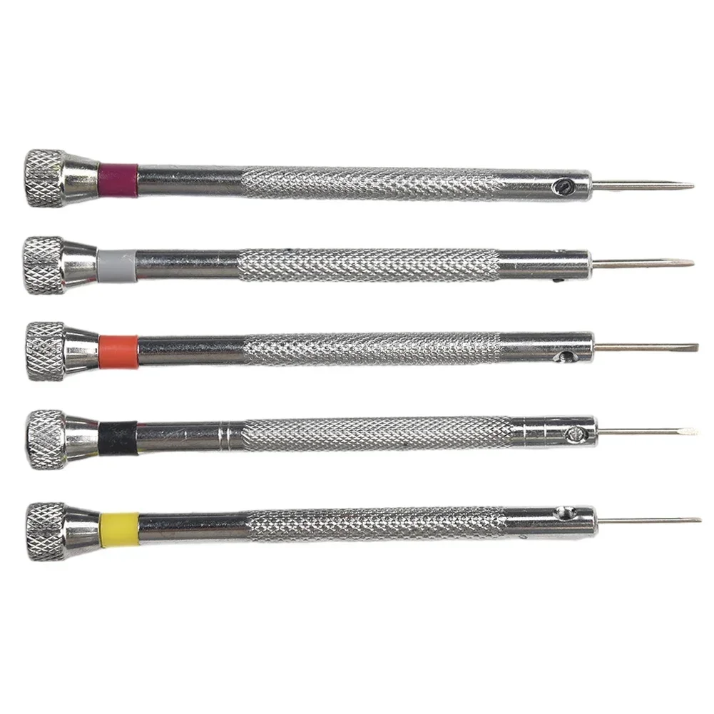 5pc Precision Screwdriver Slotted 0.8/1.0/1.2/1.4/1.6 Mm Steel For Watchmaker Jewelry Repairer Electronics Hand Tool Repair Tool