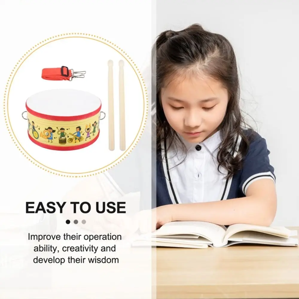 Dupla face instrumento mão tambor brinquedos instrumento de percussão aprendizagem instrumento musical brinquedos 6 Polegada 8 Polegada bater tambor de madeira brinquedos