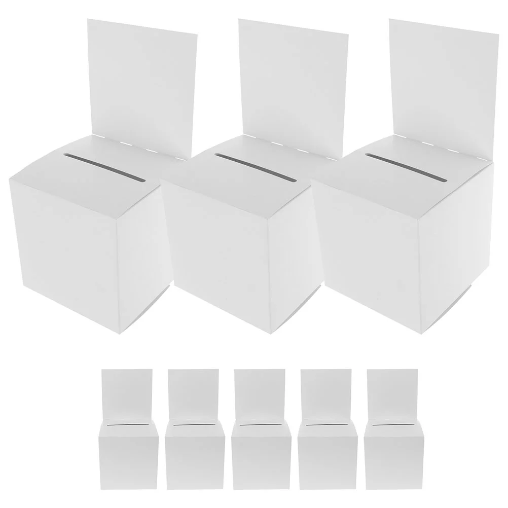 

8 Pcs White Glossy Ballot Box Lottery Box Holder Container Promotional Case Storage Bin Raffle Ticket Donation Supply White