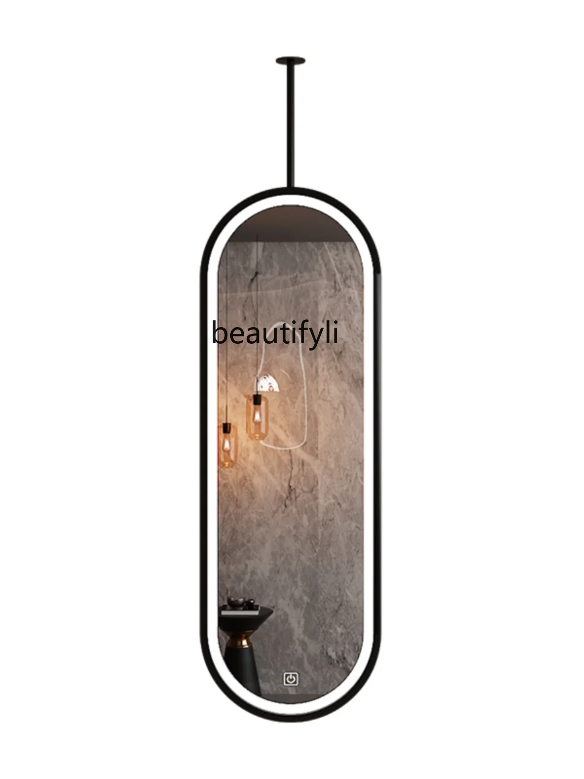 

Simple Hotel Homestay Hanging Rod Mirror Hanging Mirror Open Wash Basin Bathroom Ceiling Luminous Mirror