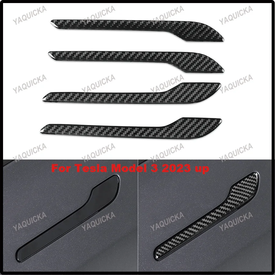 

Наклейки из настоящего карбона для Tesla Model 3 2023 года и новее, декоративная отделка внешних дверных ручек, стайлинг