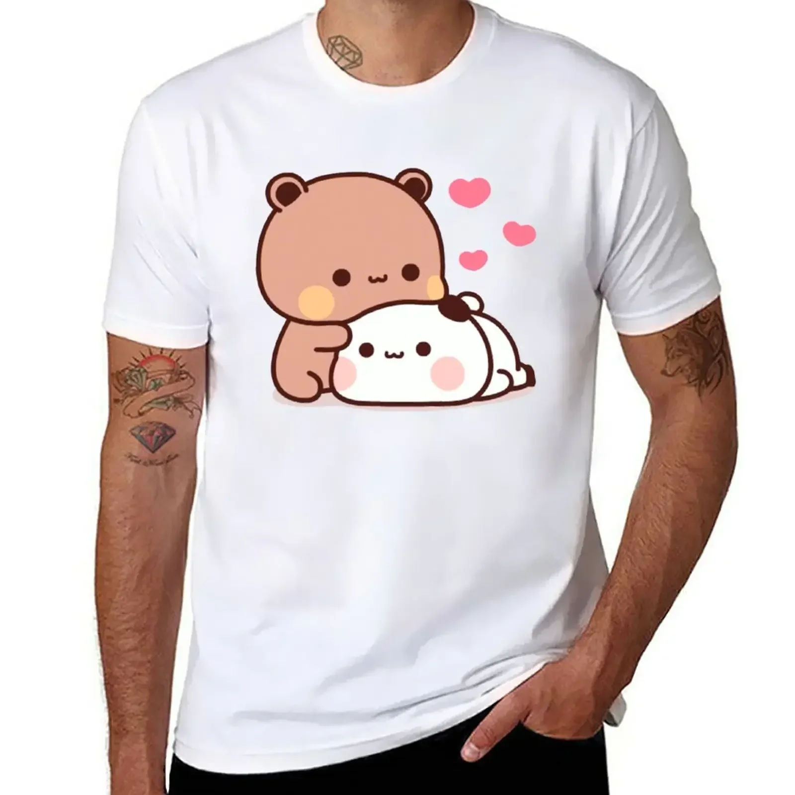 Camiseta con estampado de oso Panda y Brownie para hombre, camisa de talla grande, divertida, estampada, barata