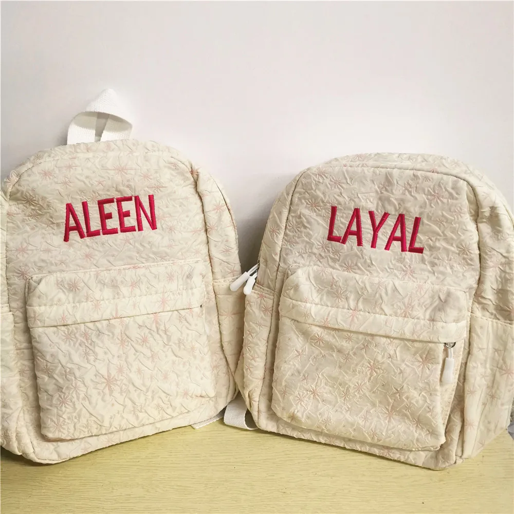 Mochila personalizada para estudiantes de primaria y secundaria, bolsa de regalo única para cumpleaños, mochila para niñas con nombre bordado, nueva y Linda