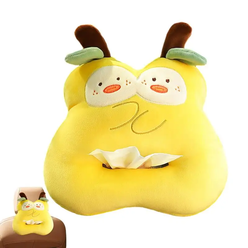 Cartoon Plush Tissue Box Holder Car Cartoon Fruit Plush Tissue Cover Car Tissue Holder Hangable Cartoon Fruit Napkin Tissue Box