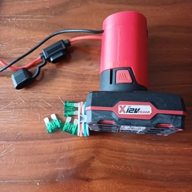 Adaptateur de batterie DIY pour batterie Li-ion Lidl Parkside 12 V, calibre 14 AWG, avec fusible pour alimentation robotisée.