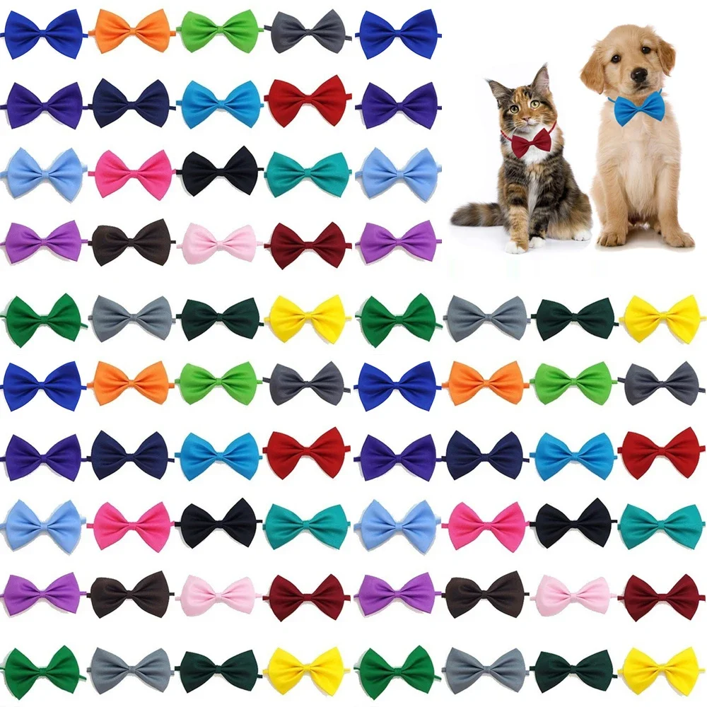 50/100pcs Dog Bows Mix Colors Wholesale Pet Grooming Accessories Rabbit Cat Dog Bow Tie Adjustable Bowtie Pet Products