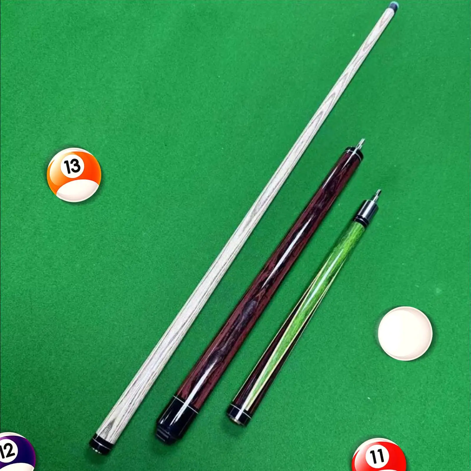 Billiard Pool Cue Stick 1/2 Split Cue Portable Economic Games Training 57 inch Break Cue for Bars Beginners Players House Adults