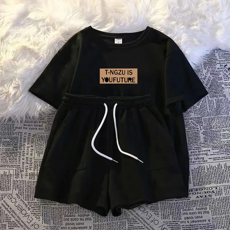 

Loose Fit Running Fitn ort Sve orts Set Summer New Sle plus Size Korean Version Home Outdoor Wear Two Piece Set