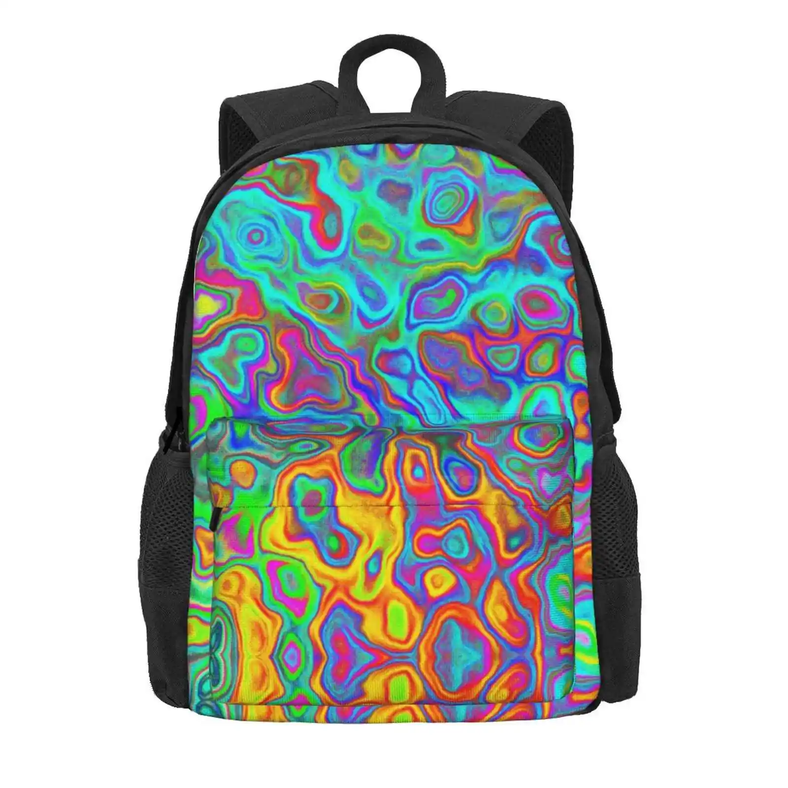 Psychedelic Spring Hot Sale Schoolbag Backpack Fashion Bags Groovy Rad Pattern Colors Colorful Psychedelic Acid Drugs Abstract