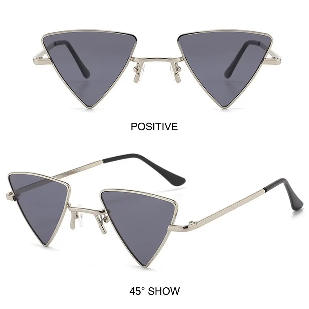 Triangular Small Hippie Sunglasses Metal Frame UV400 Protection Punk Shades Tinted Colorful Lens Sun Glasses for Women & Men