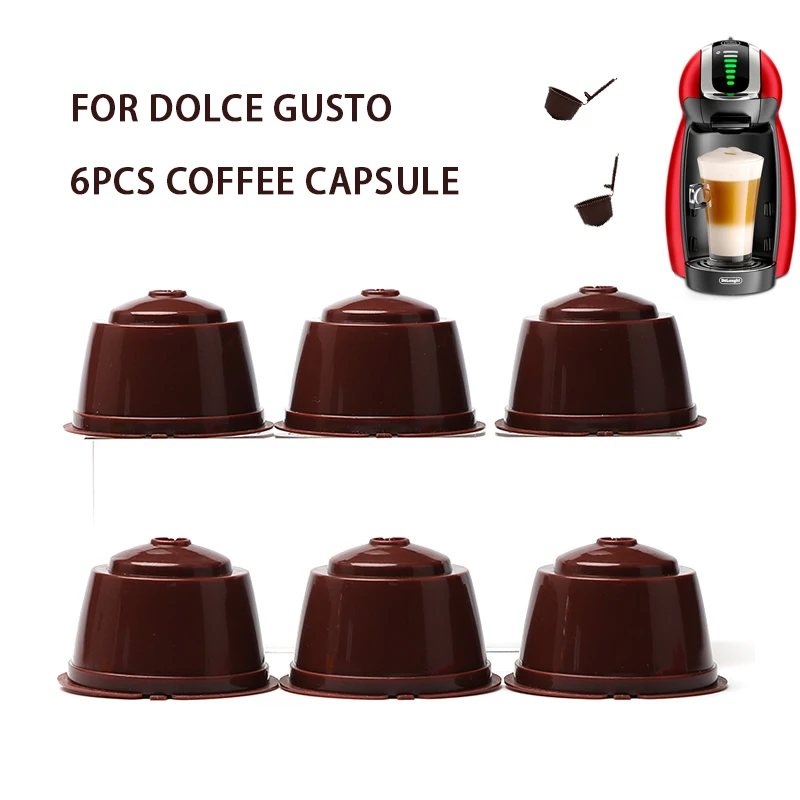 

Многоразовая кофейная капсула, фильтрующая чашка для Nescafe Dolce Gusto, многоразовая крышка, совок, щеточка, фильтр, корзина, Мягкая Милая капсула, 6 шт.