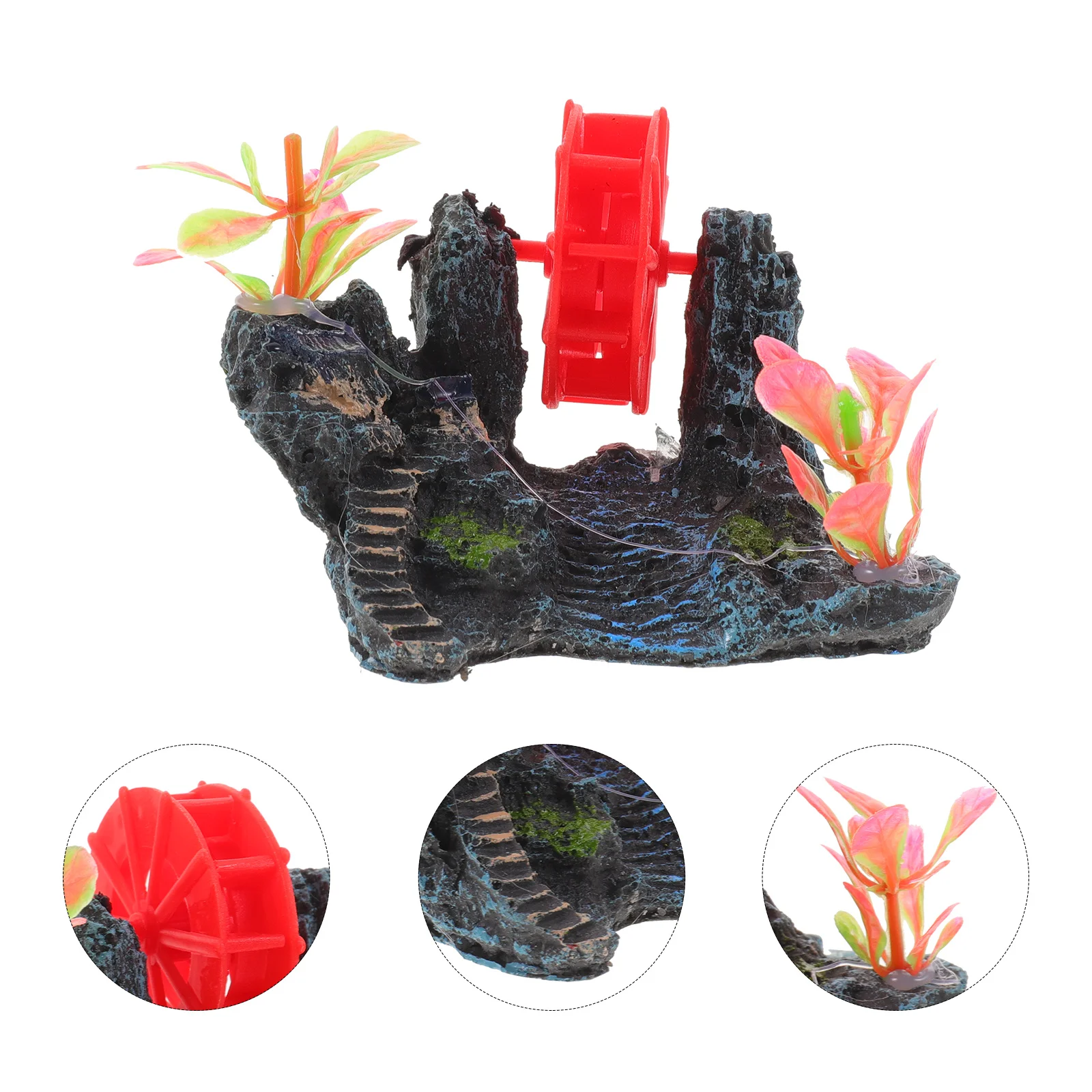 

Aquarium Rockery Simulation Mountain Fish Tank Landscape Decor Rotating Water Wheel Fish Shelter Aquarium Supplies