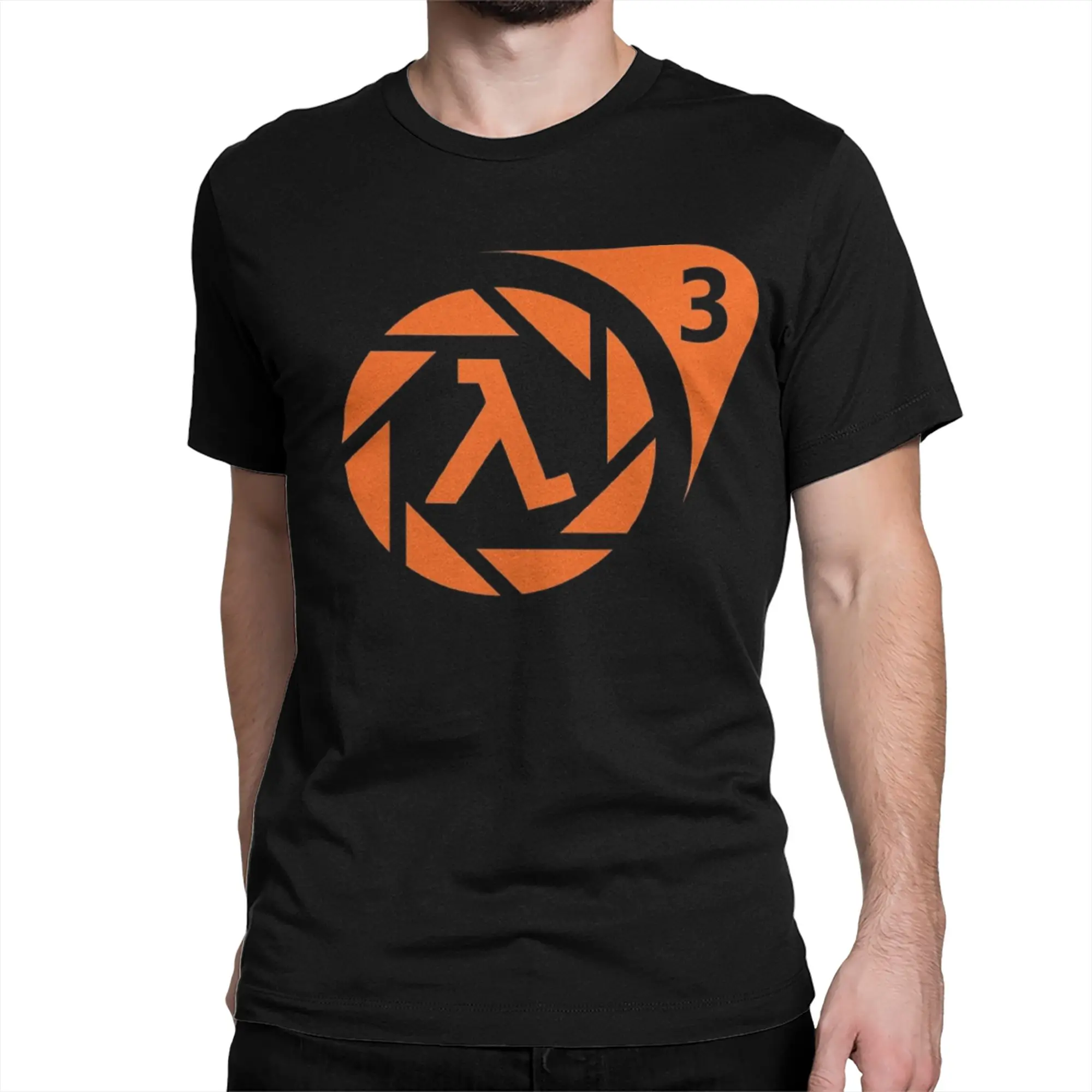 Half Life 3 Aperture Portal Valve Concept Logo T-Shirt for Men Cotton Tee Shirt Round Neck Short Sleeve T Shirts Gift Idea Tops