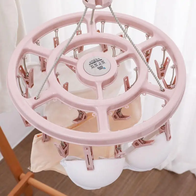 multi-functional-clothes-drying-rack-round-sock-holder-windproof-clothes-hanger-plastic-for-balcony-children's-t-shirt