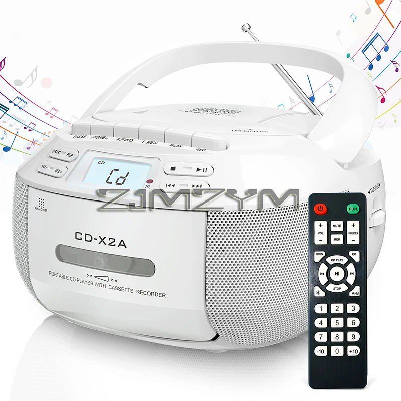 נגן קסטת CD עם USB/MP3 ורדיו, סרגל תקליטור נייד עם שלט רחוק, כוח AC DC
