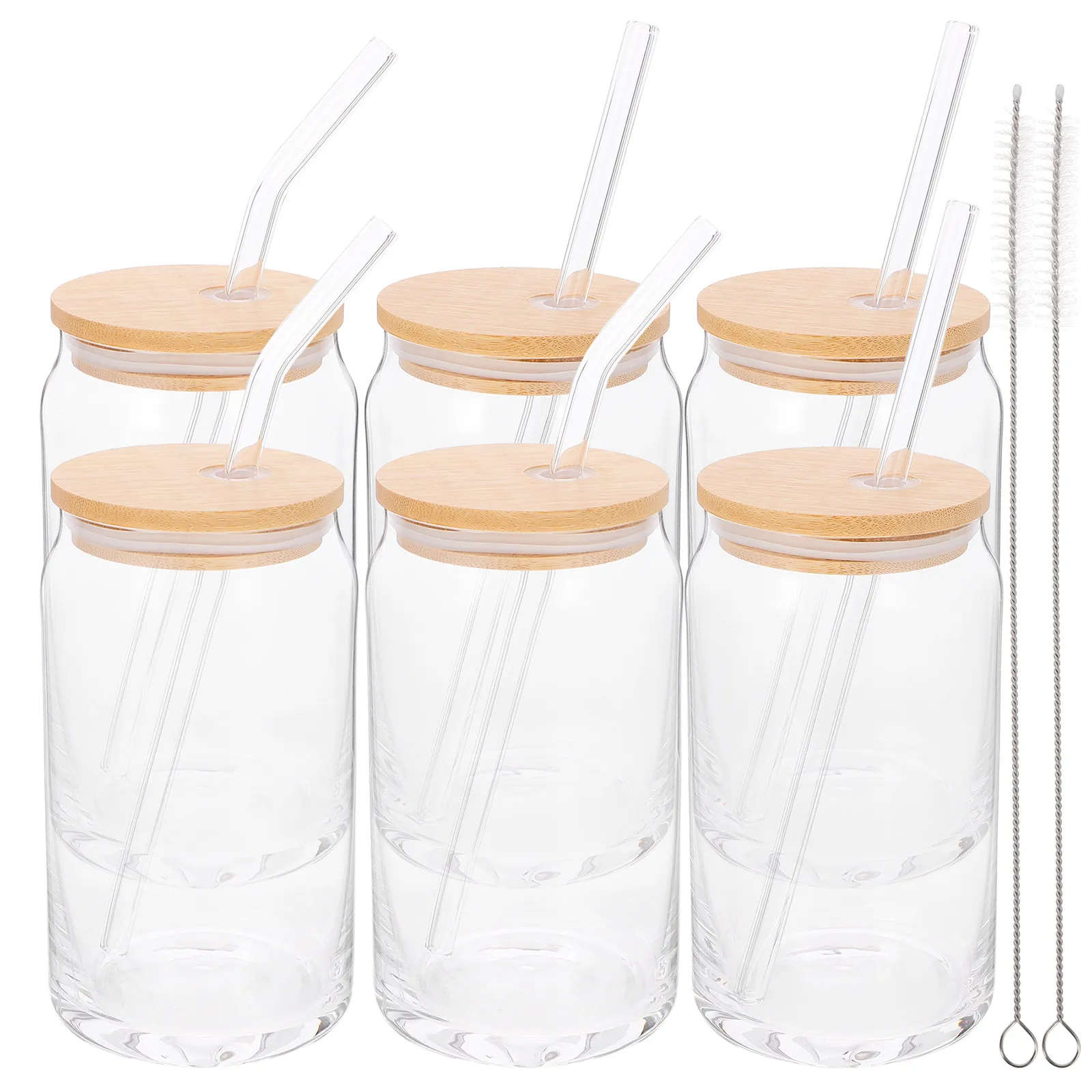 

1 Set Of Drinking Lidded Juice Beer Can Cups Reusable Water Bottles Straw Home Office Cafés Glass Tumbler Dustproof Lid Flat