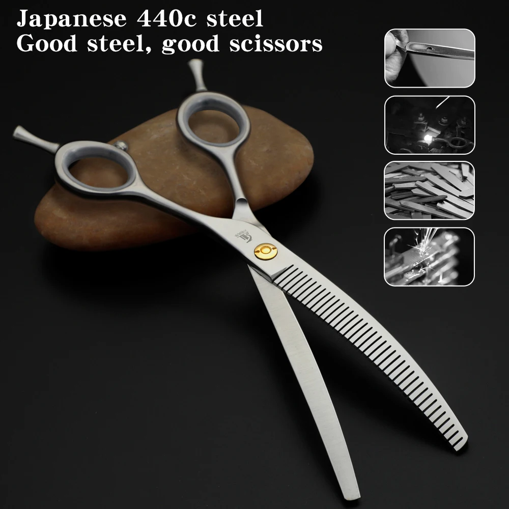 Refinement Curved Teeth Scissors Pet Grooming Thinning Scissors 7inch Curved Fluffy Shears Dog Trimming Shears Pet Styling Tools